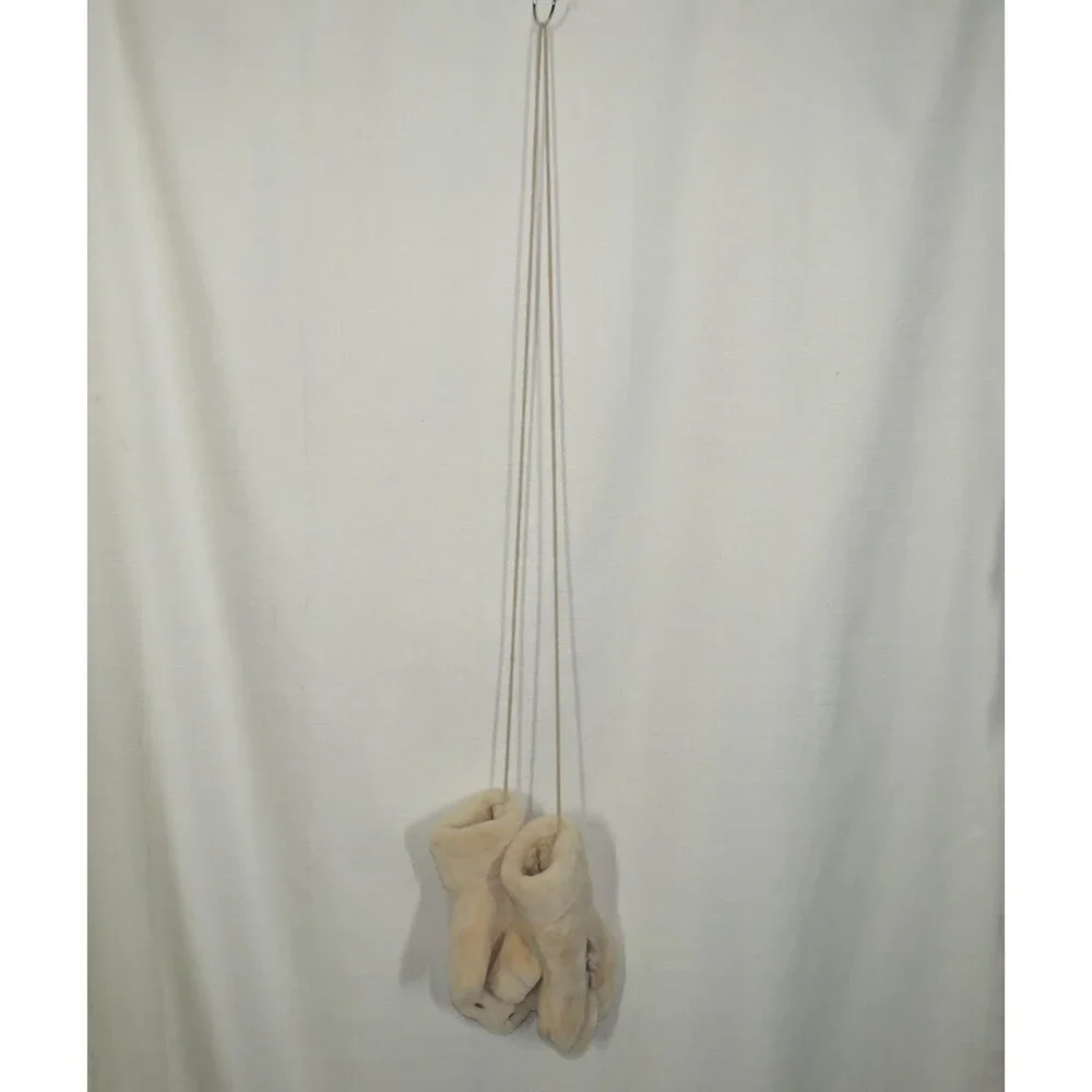 Women's Soft Cozy Plush Beige Dino Dinosaur Mittens Size Small-Medium